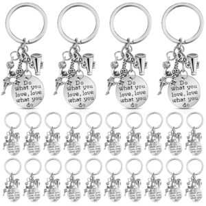 Henoyso Cheerleader Charm Keychain Cheerleading Gifts Cheer Stuff Cheer Team Gifts Cheer Jewelry for Girls Women (24 Pcs)