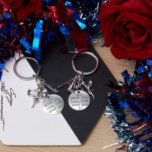 Henoyso Cheerleader Charm Keychain Cheerleading Gifts Cheer Stuff Cheer Team Gifts Cheer Jewelry for Girls Women (24 Pcs)