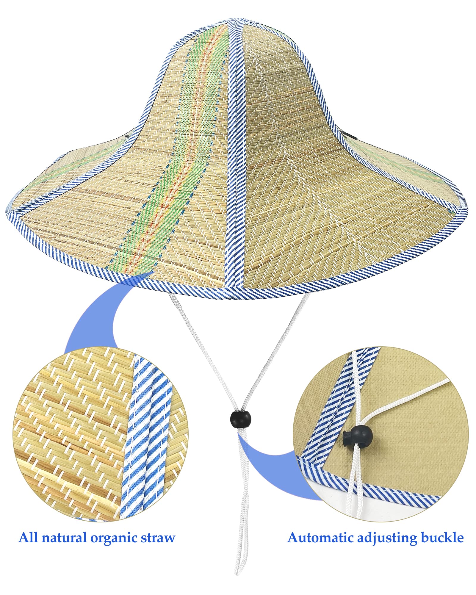 Foldable Straw Hat for Farmer Men Women Adult Fishing Sun Fan Cap Summer Cool Floppy Wide Brim Beach Hat Light Brown