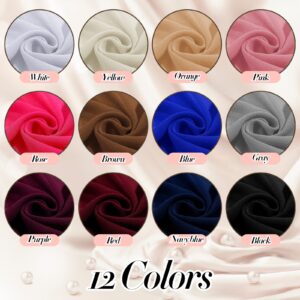 Newcotte 12 Pcs Soft Chiffon Scarves Shawl 12 Solid Color Long Scarf Chiffon Hijab for Women Hair Head Wraps for Evening Dresses, 70 x 28 Inches