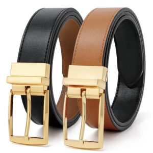 vonmelli reversible belt for women women's leather belts for jeans pants gold buckle fashion ladies dress belt trim to fit black brown s