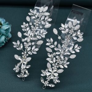 WONRLUA 2 PCS Rhinestone Headband, Elegant Wedding Headpiece for Bride, Sparkling Bridal Hair Accessories