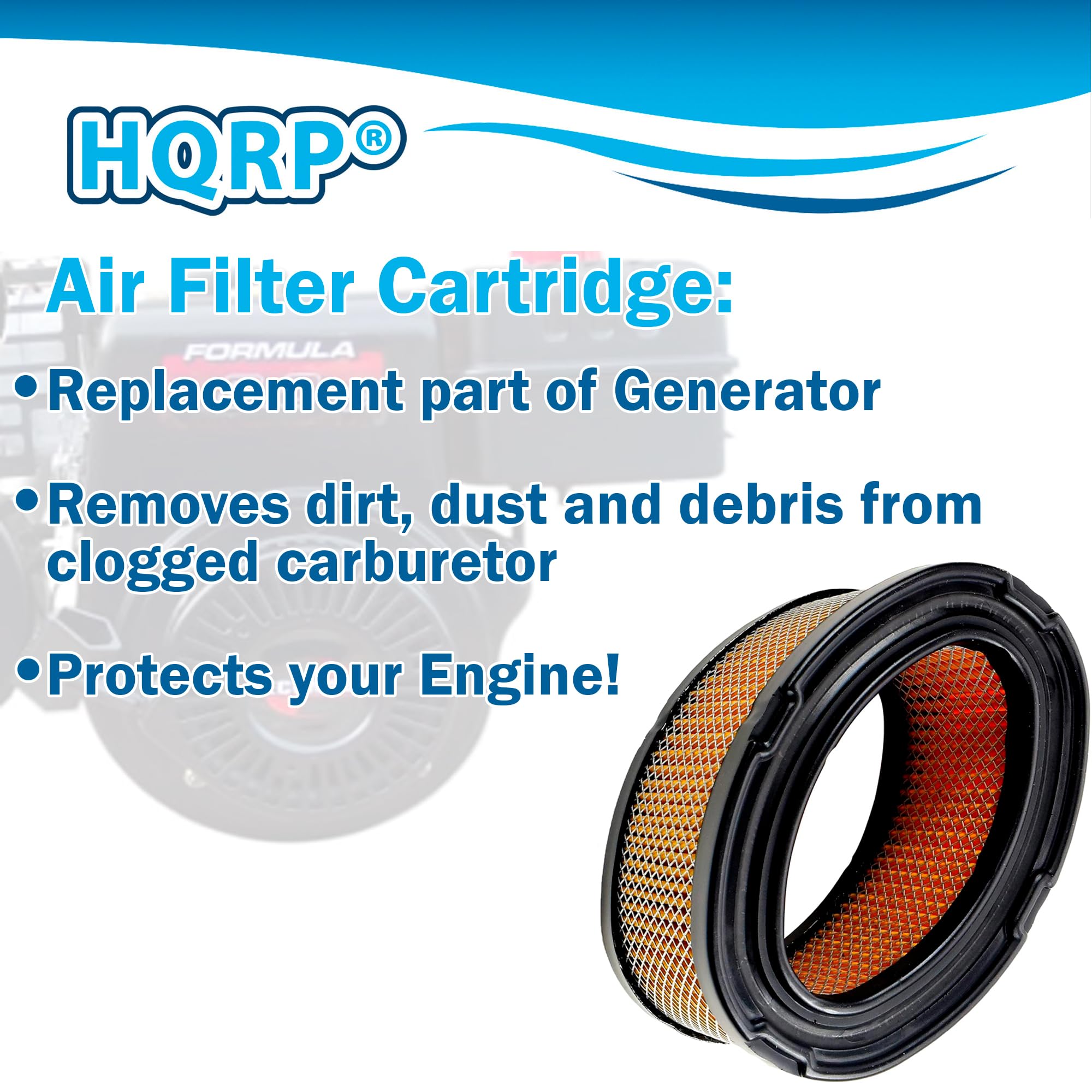 HQRP Filter Compatible with DeVilbiss Powerback GT5000 GT5250 5000 5250 10HP, Generac PP5000T 5000 6250 watt, Coleman PowerMate 5000 watt Generator Engines, Replacement for Tecumseh 33268 33263