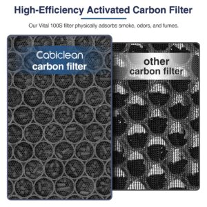 2 Pack Vital 100S True HEPA Replacement Filter Compatible with LEVOIT Vital 100S Air Purifier, 3-in-1 H13 Ture HEPA and High-Efficiency Activated Carbon Filters, Replace Part #Vital 100S-RF, White