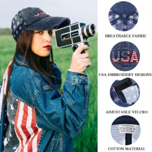 American Flag Baseball Cap for Men Women 4th of July Adjustable Embroidery Washed Distressed Cotton USA Trucker Dad Hat