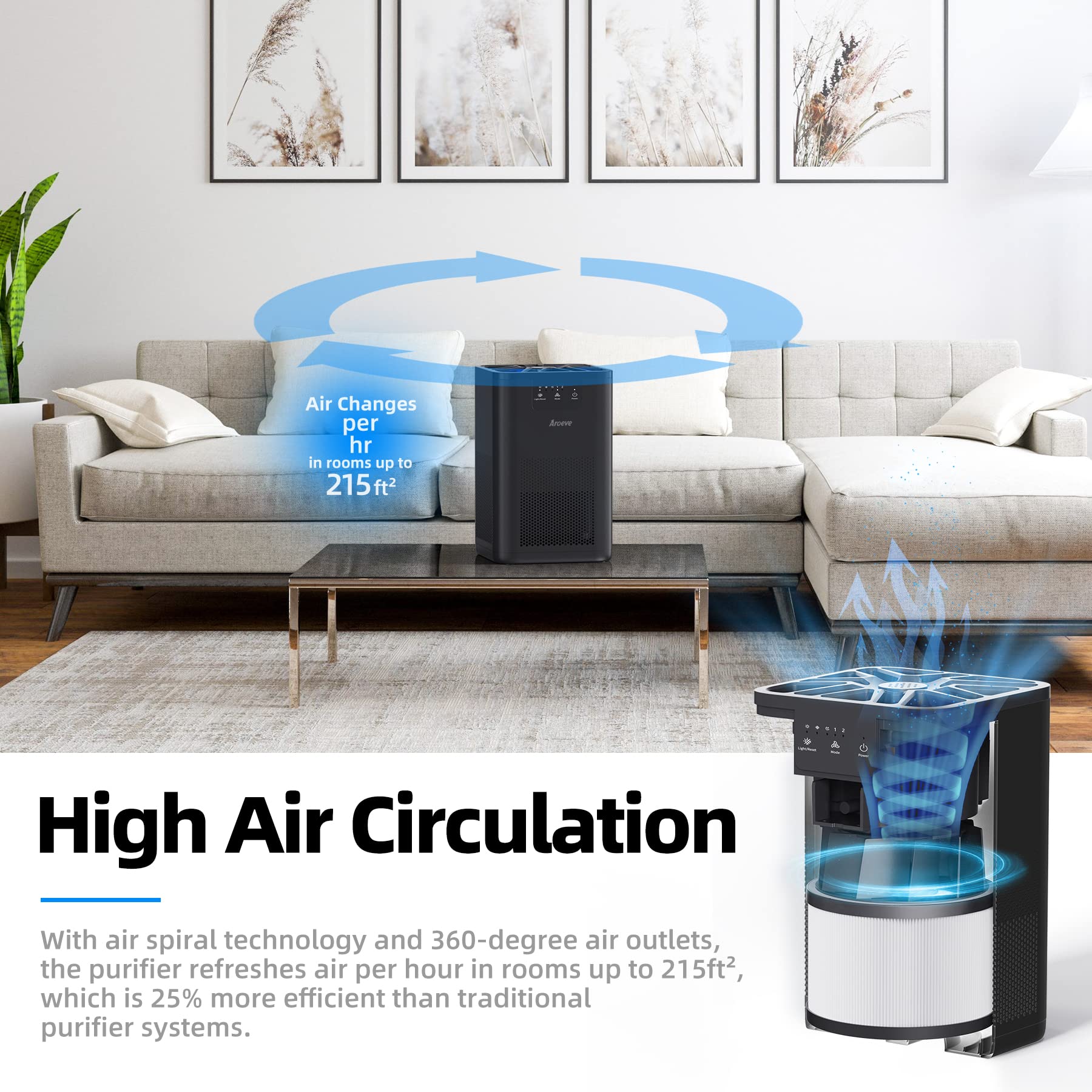 AROEVE Air Purifier with Three Filter(One Basic Version & Two Pet Dander Version)