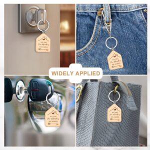 Inbagi 100 Pieces Home Keychain Bulk House Design Keychain Small House Shaped Keychains 2024 Welcome Home Keychain Gifts Homeowner Engraved Wooden Key Tag for Family Client Home Buyer Customer