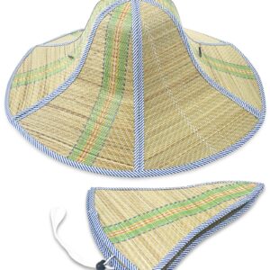 Foldable Straw Hat for Farmer Men Women Adult Fishing Sun Fan Cap Summer Cool Floppy Wide Brim Beach Hat Light Brown