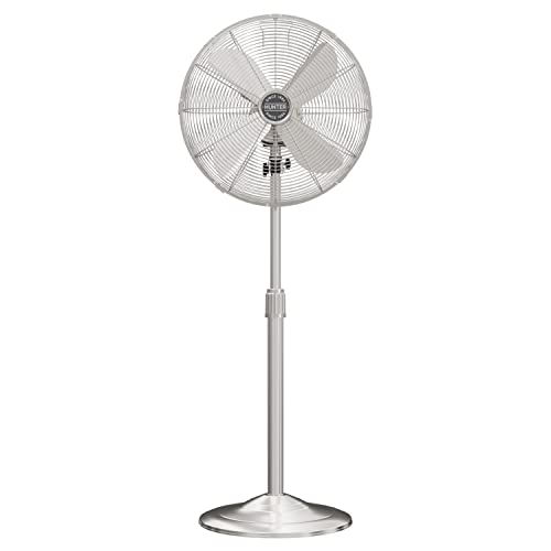 Hunter Classic S16 Oscillating Standing Fan Adjustable Height 16 Inch, 3 Speeds, Brushed Nickel, 97317