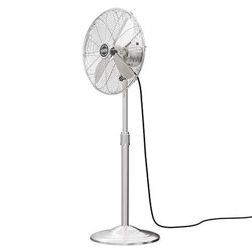 Hunter Classic S16 Oscillating Standing Fan Adjustable Height 16 Inch, 3 Speeds, Brushed Nickel, 97317