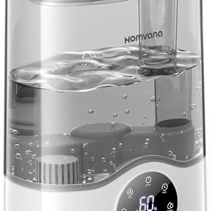 Homvana Humidifier Large Room, 7L (807ft²) Smart Warm and Cool Mist, Top-Fill Humidifiers for Bedroom Baby Nursery Grow Tent, Auto Adapt Mist Quick Air Humidity Indoor, Easy to Clean, Quiet, Diffusers