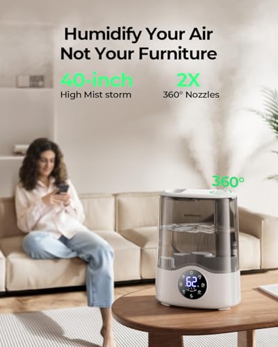 Homvana Humidifier Large Room, 7L (807ft²) Smart Warm and Cool Mist, Top-Fill Humidifiers for Bedroom Baby Nursery Grow Tent, Auto Adapt Mist Quick Air Humidity Indoor, Easy to Clean, Quiet, Diffusers