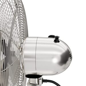 Hunter Classic S16 Oscillating Standing Fan Adjustable Height 16 Inch, 3 Speeds, Brushed Nickel, 97317