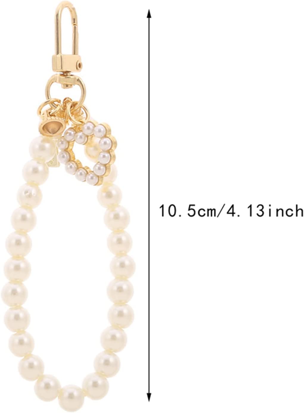 JJLFresheners Women's Imitation Pearl Chain, Golden Car Key Chain Backpack Key Pendant Accessories Key Ring Charm Gifts, Love Heart Car Keychain 1PC