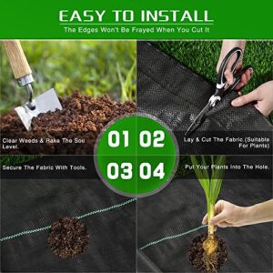 Kijamilee Weed Barrier Landscape Fabric Heavy Duty, 1.3FT x 100FT Thicken Garden Fabric Weed Mats, Weed Control Garden Cloth, Woven Geotextile Fabric for Garden Beds, Underlayment, Commercial Driveway