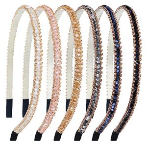 cinaci 6 pack decorative sparkly glitter crystal rhinestone headbands bling beaded hair bands accessories for women girls