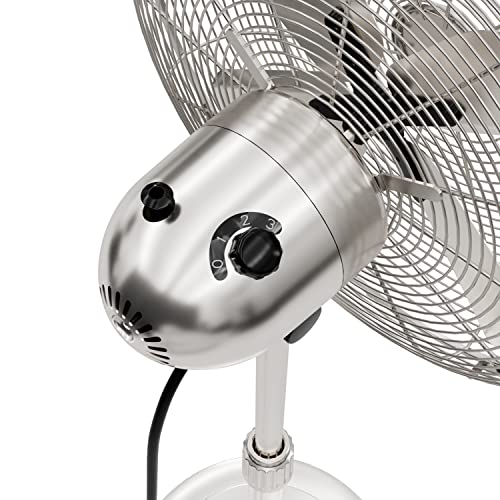 Hunter Classic S16 Oscillating Standing Fan Adjustable Height 16 Inch, 3 Speeds, Brushed Nickel, 97317