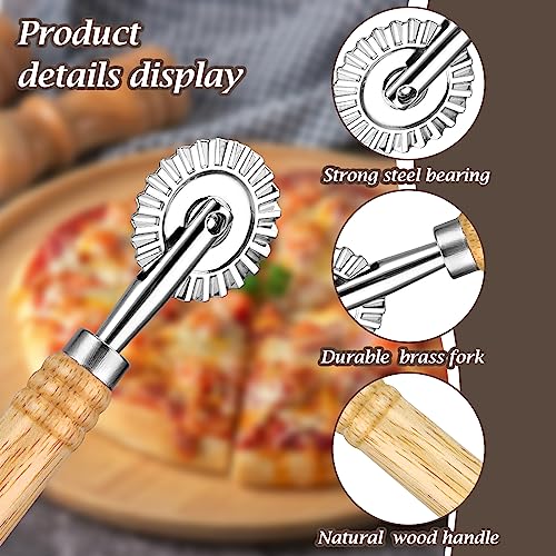 WLLHYF Pasta Cutter Wheel Ravioli Cutter Wheel with Roller Pizza Cutter Wheel Dumpling Lace Making Zinc Alloy Noodle Making Cutter for Kitchen