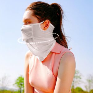 Neck Gaiter Balaclava Sun Protective Face Bandana with Ear Loops Ice Silk Veil UV Protection Face Cover for Summer Outdoor Activities