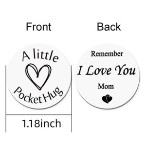 Pocket Hug Token Keychain Gifts for Mom Mother Birthday Mothers Day Gift from Daughter Son Long Distance Relationship Gifts Double Sided Pocket Hug Coin with PU Leather Keychains for Mom Women