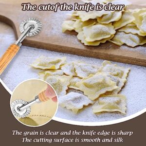 WLLHYF Pasta Cutter Wheel Ravioli Cutter Wheel with Roller Pizza Cutter Wheel Dumpling Lace Making Zinc Alloy Noodle Making Cutter for Kitchen