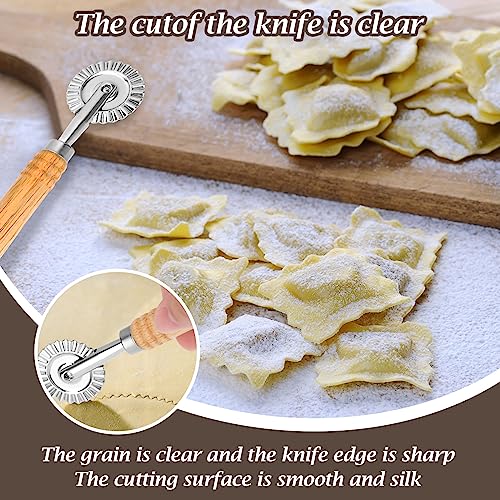 WLLHYF Pasta Cutter Wheel Ravioli Cutter Wheel with Roller Pizza Cutter Wheel Dumpling Lace Making Zinc Alloy Noodle Making Cutter for Kitchen