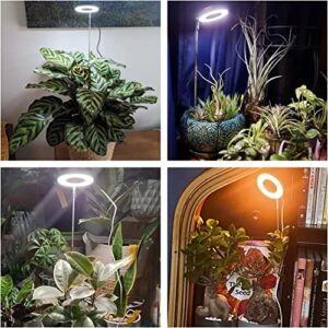 Aokrean Plant Grow Light, 48 LEDs Full Spectrum Grow Light for Indoor Plants, Height Adjustable Small Halo Light with Base, 3 Optional Spectrums, Auto Timer 3/9/12Hrs, 10 Brightness, 3 Pack