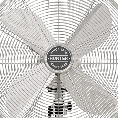 Hunter Classic S16 Oscillating Standing Fan Adjustable Height 16 Inch, 3 Speeds, Brushed Nickel, 97317