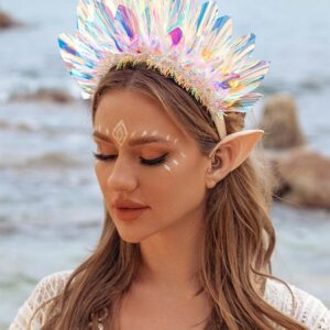 JONKY Light Up Headband Led Crown Headbands Glow Tinsel Headpiece Party Rave Hair Accessories for Women and Adults