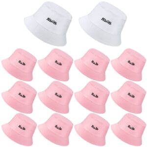 Retisee Bachelorette Bucket Hats Bride to Be Hat Bridesmaid Babe Hats Bachelorette Gifts Party Decorations(12 Pcs) White, Pink