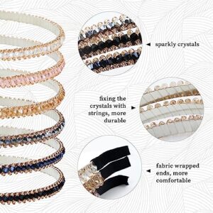 Cinaci 6 Pack Decorative Sparkly Glitter Crystal Rhinestone Headbands Bling Beaded Hair Bands Accessories for Women Girls