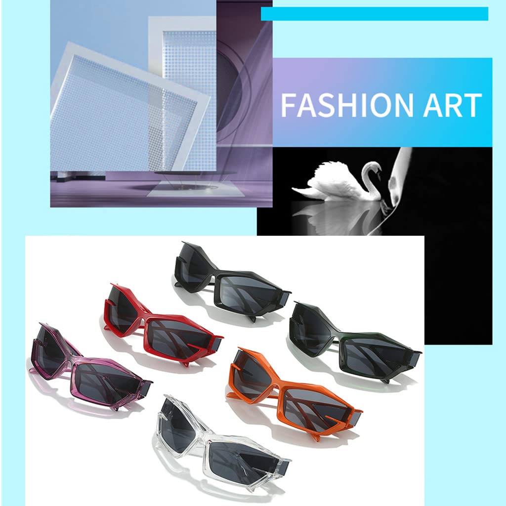 BAWUYI Futuristic Y2K Sunglasses for Men Women Sports Wrap Around Shield Cat Eye Glasses Alien Shades (Silver Frame - Mirror Silver Lens)