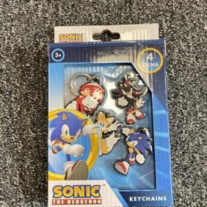 Sonic The Hedgehog Keyrings for Kids Knuckles Shadow Tails Rubber Boys Keyrings Collectables 4 Pack Mini Figures Keychain Set Gamer Gifts for Boys