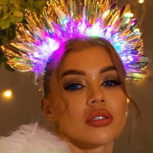 GENBREE Light Up Headband LED Glow Hair Band Rave Party Costume Crown Hair Accessories for Women