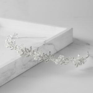 SWEETV Crystal Hair Vine and Headpiece - Bridal Hair Accessories for Women and Girls, Silver