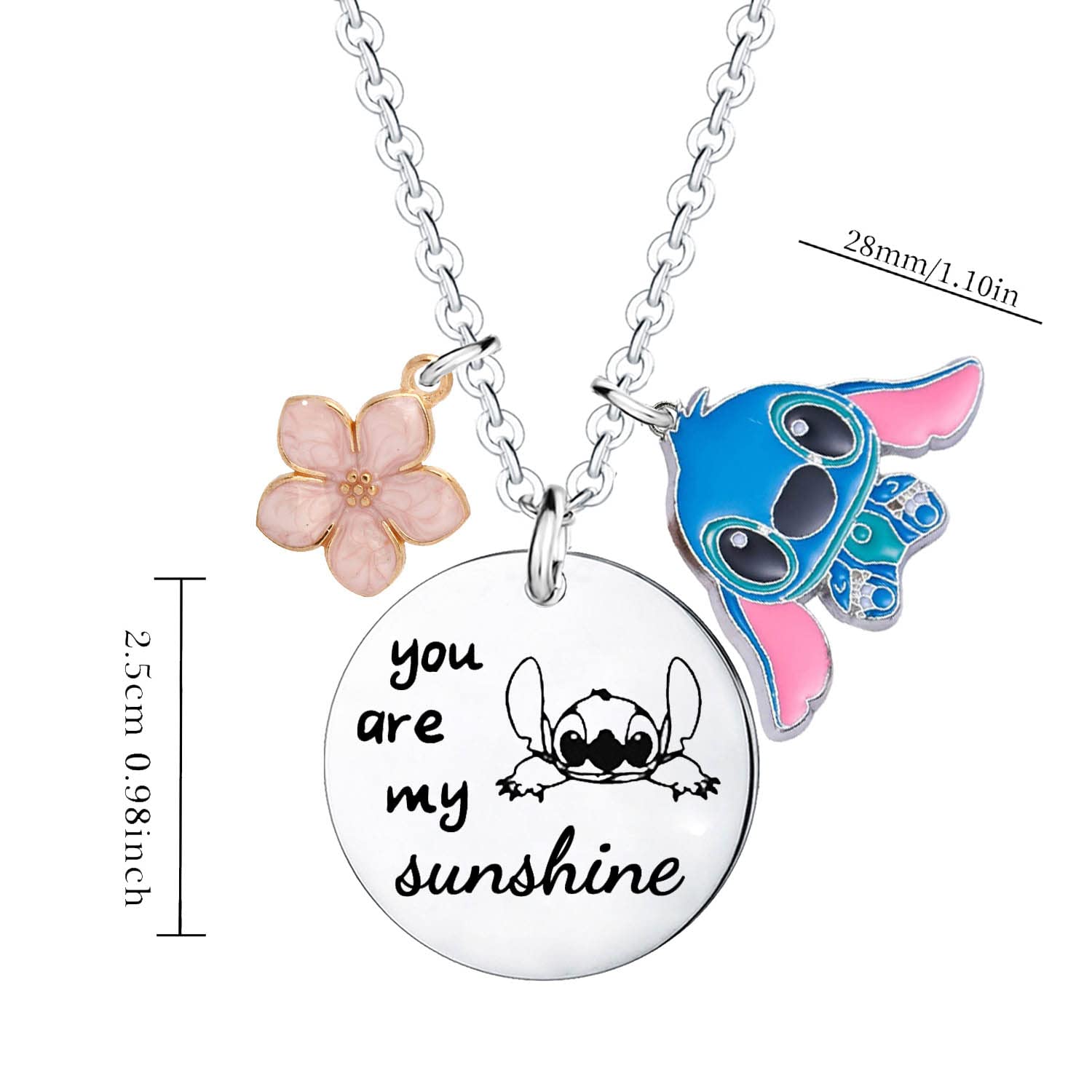 Waeceip Stitch Necklace Cute Necklace Stitch Gifts for Women Daughter Son Friends Gifts You Are My Sunshine Stitch Birthday Decoration Women Jewellery