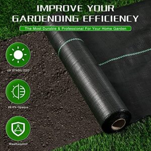 Kijamilee Weed Barrier Landscape Fabric Heavy Duty, 1.3FT x 100FT Thicken Garden Fabric Weed Mats, Weed Control Garden Cloth, Woven Geotextile Fabric for Garden Beds, Underlayment, Commercial Driveway