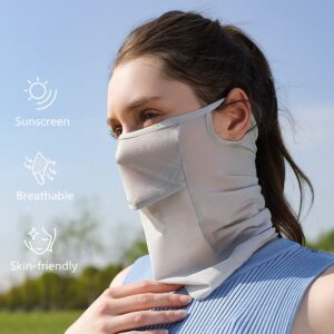 Neck Gaiter Balaclava Sun Protective Face Bandana with Ear Loops Ice Silk Veil UV Protection Face Cover for Summer Outdoor Activities