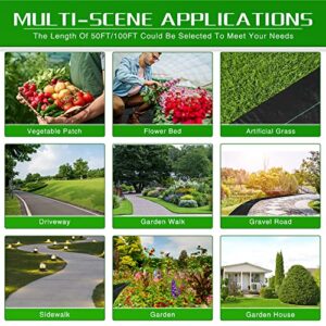 Kijamilee Weed Barrier Landscape Fabric Heavy Duty, 1.3FT x 100FT Thicken Garden Fabric Weed Mats, Weed Control Garden Cloth, Woven Geotextile Fabric for Garden Beds, Underlayment, Commercial Driveway