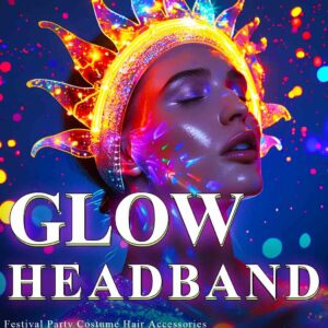 GENBREE Light Up Headband LED Glow Hair Band Rave Party Costume Crown Hair Accessories for Women