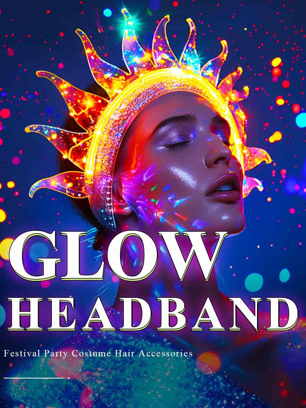 GENBREE Light Up Headband LED Glow Hair Band Rave Party Costume Crown Hair Accessories for Women