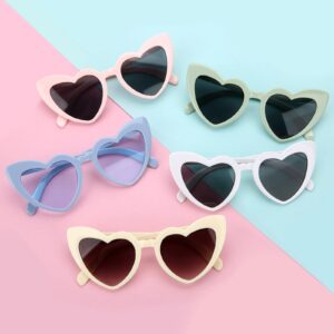 Loanzeg 12 Pairs Bachelorette Party Sunglasses Heart Shaped Sunglasses Party Decorations Bridesmaid Proposal Gifts Women girl (White&Dusty Blue)