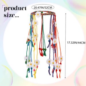 GENBREE Boho Daisy Headband Rainbow Braided Headpiece Summer Beach Tassel Hairband Floral Hippie Hair Accessories for Women and Girls (Multi-colored)