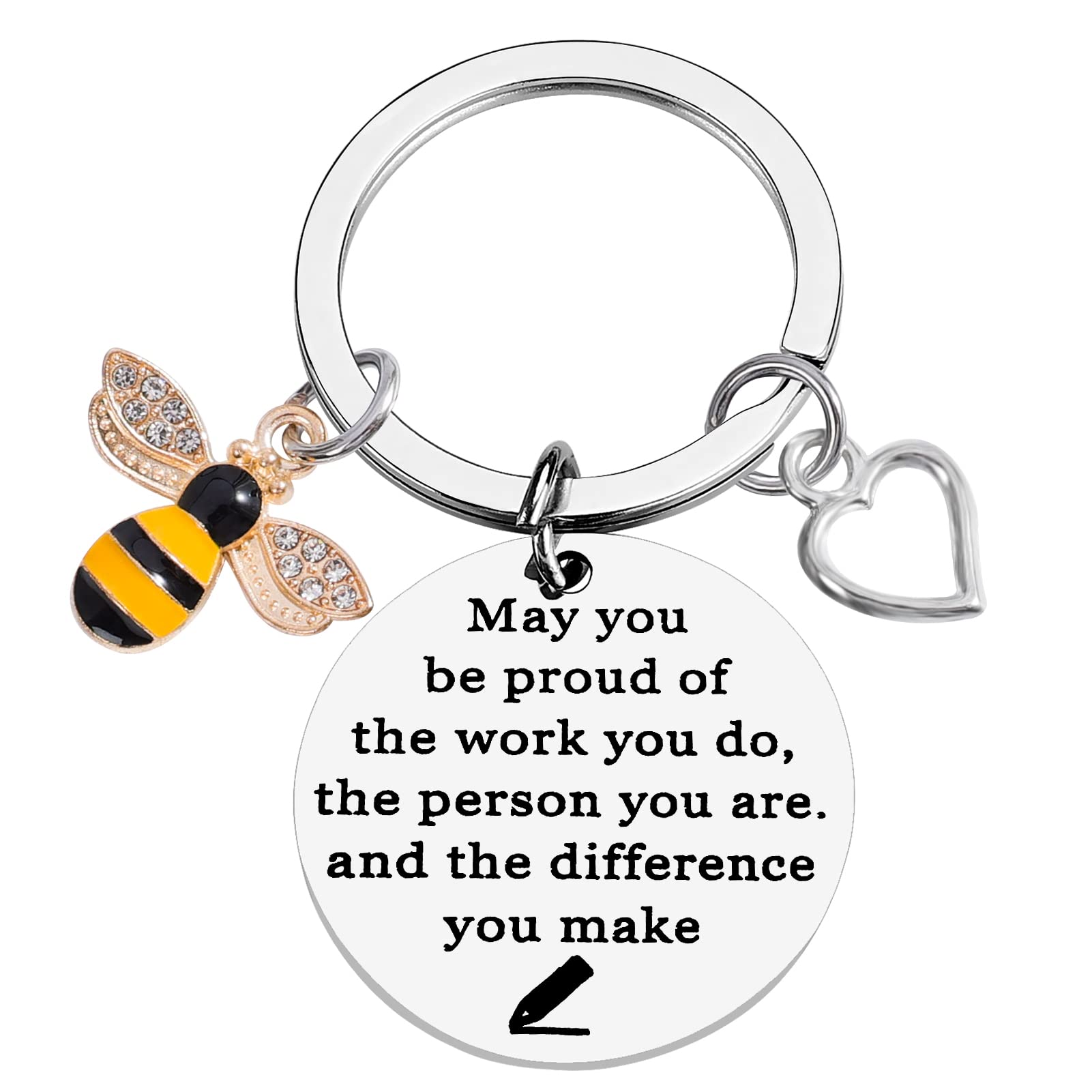 PLwelth Bee Keychain Bee Inspirational Keyring for Women Men Bee Keychain for Teacher Graduation Farewell Appreciation from Students Thank You Gifts Lovers Friends Birthday Christmas Keyring