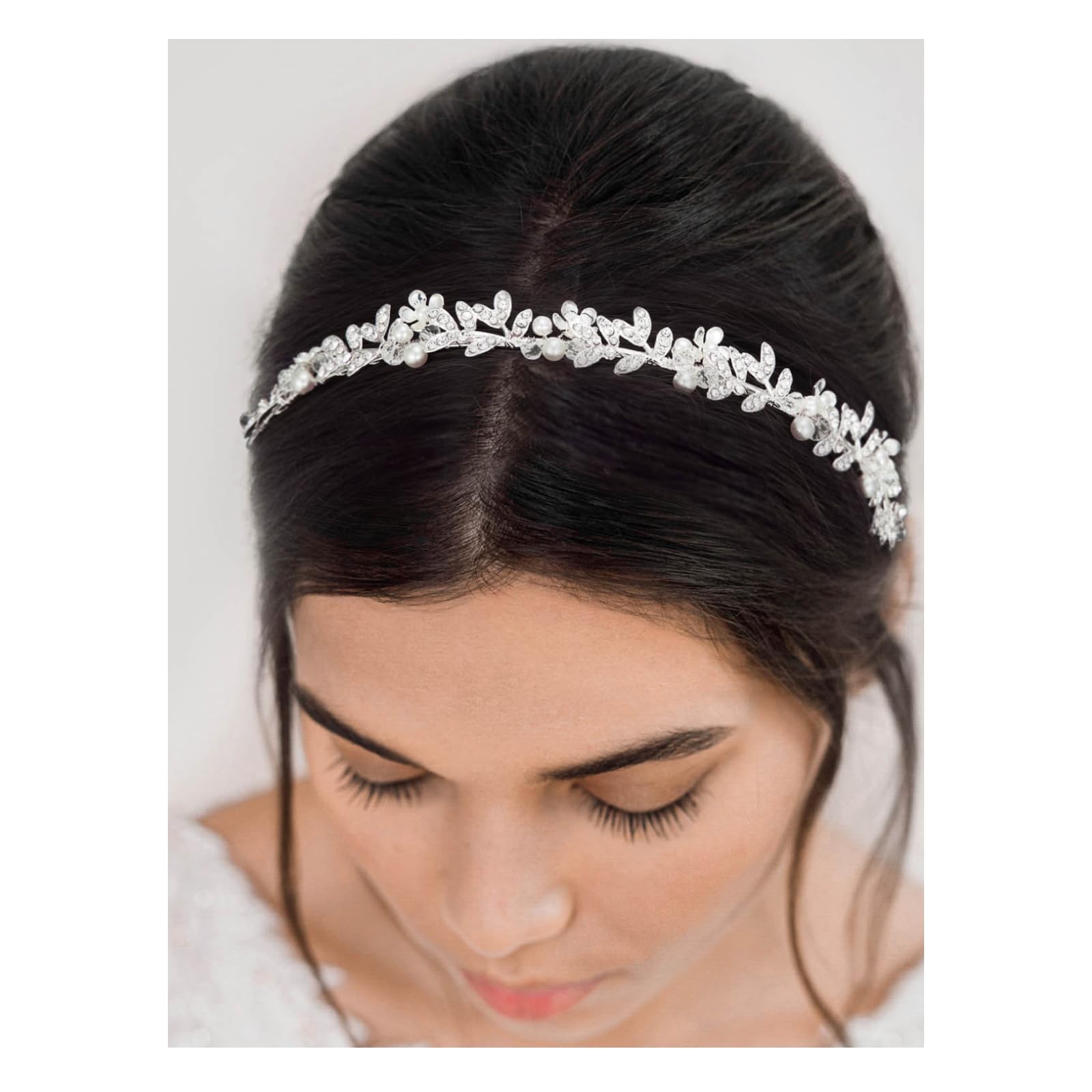 SWEETV Crystal Hair Vine and Headpiece - Bridal Hair Accessories for Women and Girls, Silver