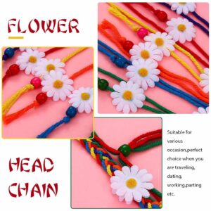 GENBREE Boho Daisy Headband Rainbow Braided Headpiece Summer Beach Tassel Hairband Floral Hippie Hair Accessories for Women and Girls (Multi-colored)