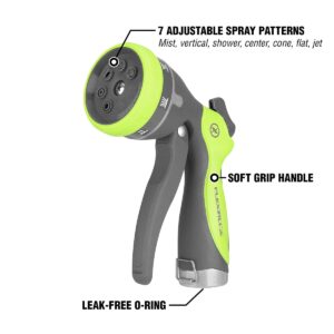 Flexzilla Garden Hose Nozzle - Heavy Duty 7-Pattern Adjustable Flow Pistol Grip, NFZG69-E, ZillaGreen™