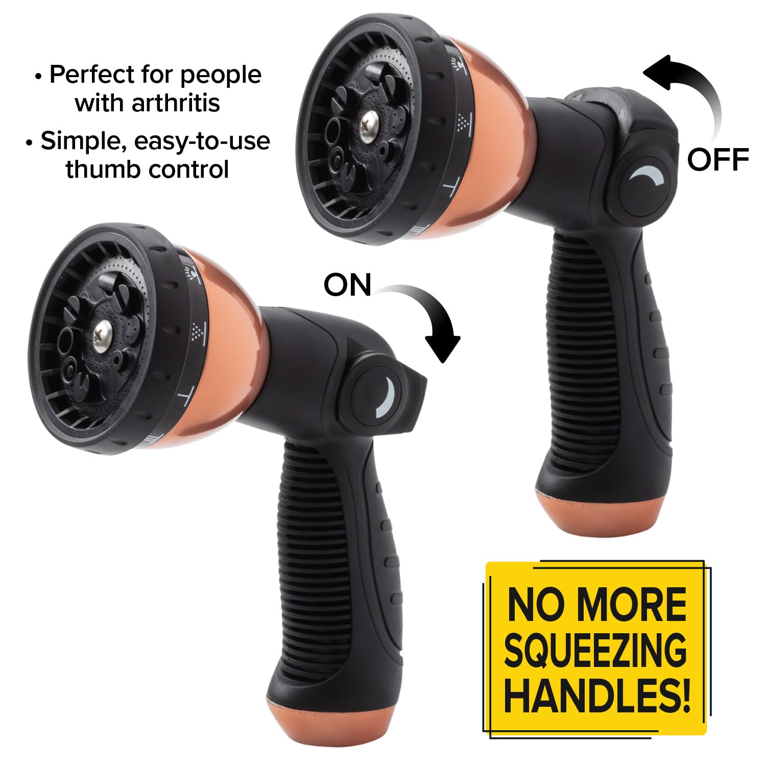 Pocket Hose Copper Bullet Spray Nozzle Infused with Copper, AS-SEEN-ON-TV, 10 Spray Patterns, Easy Thumb Control On/Off Valve, Lead-Free, Ergonomically Designed, Non-Slip Grip, High-Pressure