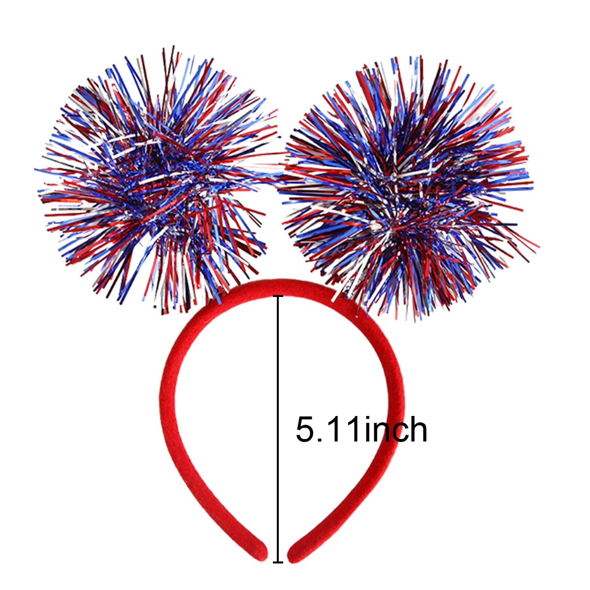 4th of July Head Boppers Independence Day Headband Patriotic Themed Party Hair Hoop Sphere Tassels Headwear Hair Band Glitter Hair Decorations White Blue Red Hair Supplies Hair Accessories 1PCS