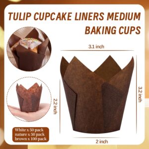 XP-ART 200PCS Tulip Cupcake Liners Parchment Baking Cups Muffin Wrappers Perfect for Birthday Parties, Weddings, Baby Showers, Catering, Restaurants Standard Size (3colors)